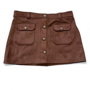 Joie Chocolate Brown Button Front Mini Skirt, Women's Size 12